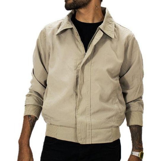 Jaqueta Masculina Bomber Casaco Casual Leve Protege do Vento - Bege Menor preço em Jaqueta Masculina Bomber Casaco Casual Leve Protege do Vento - Bege
