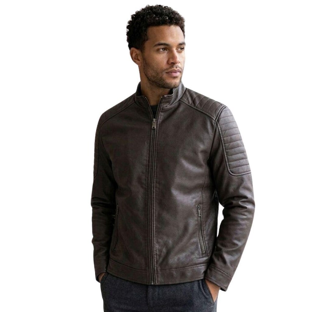 Jaqueta Masculina Couro PU Peluciada Forrada Premium