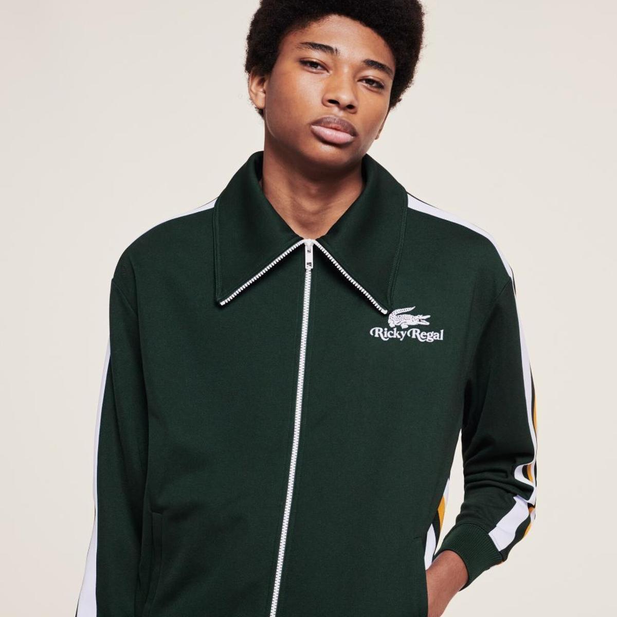 Jaqueta masculina Lacoste x Ricky Regal em piqué com faixas