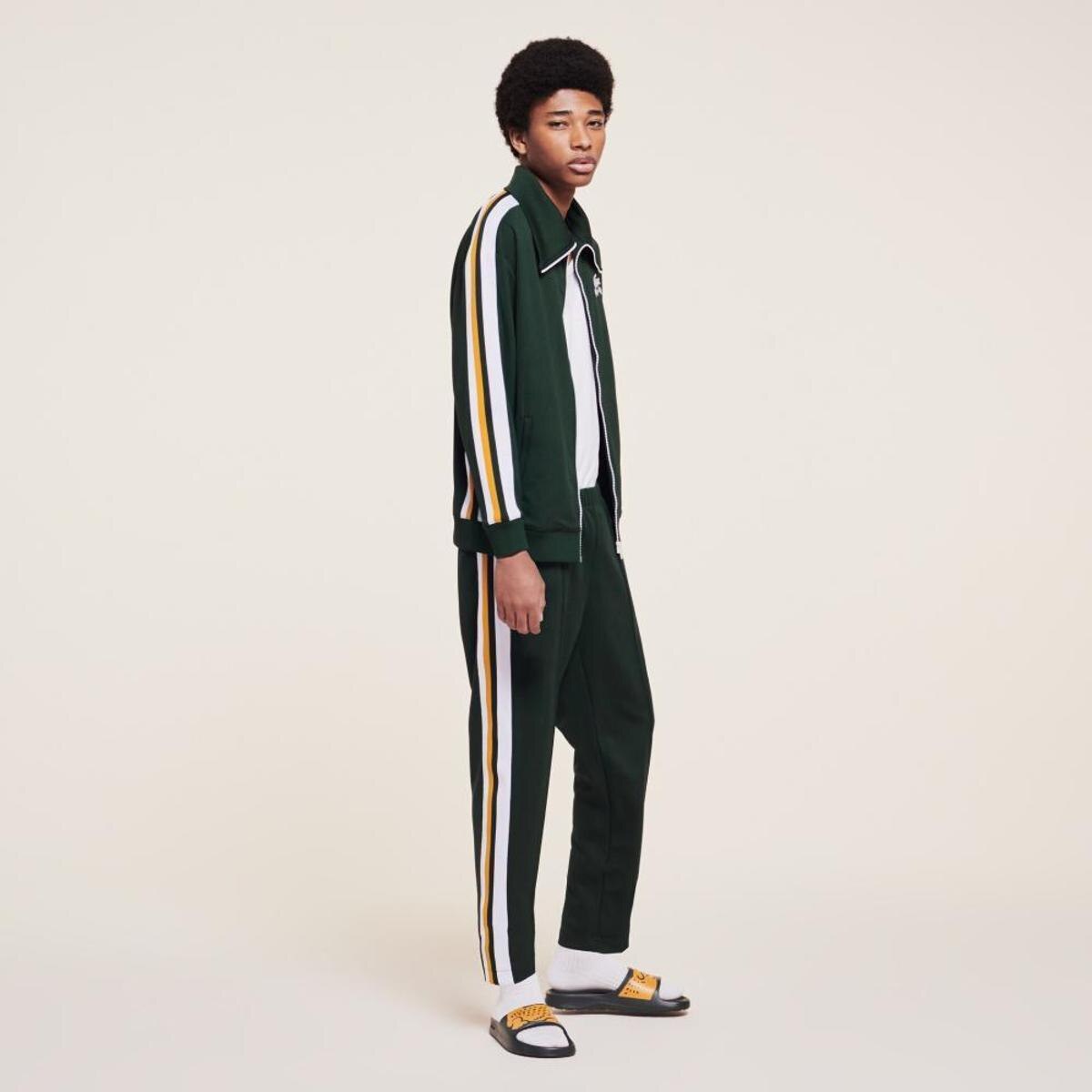 Jaqueta masculina Lacoste x Ricky Regal em piqué com faixas