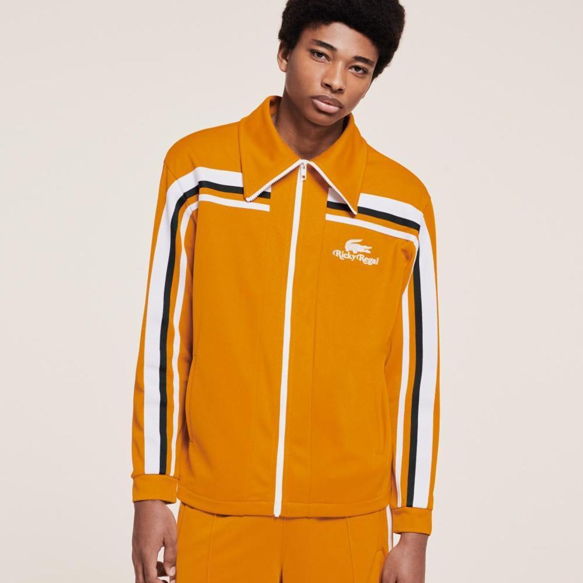 Jaqueta masculina Lacoste x Ricky Regal em piqué com listras