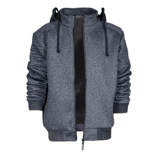 Jaqueta Masculina Neoprene Peluciada Capuz C/ Fone De Ouvido - Chumbo Menor preço em Jaqueta Masculina Neoprene Peluciada Capuz C/ Fone De Ouvido - Chumbo