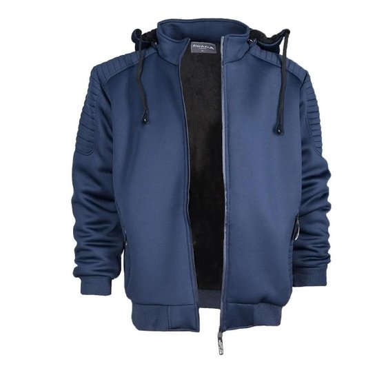 Jaqueta Masculina Neoprene Peluciada Capuz + Fone De Ouvido - Azul Menor preço em Jaqueta Masculina Neoprene Peluciada Capuz + Fone De Ouvido - Azul