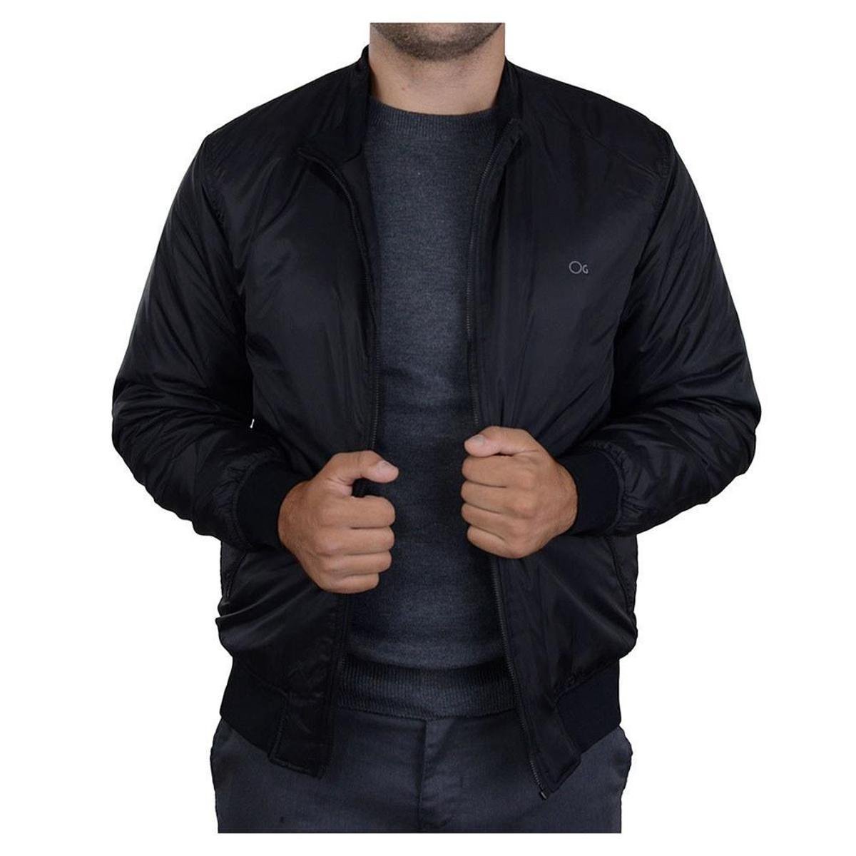 Jaqueta Masculina Ogochi Nylon Casual Slim Preta - 027514002