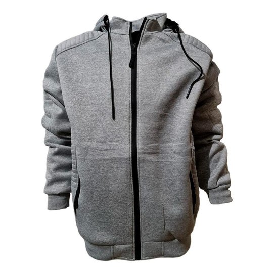 Jaqueta Masculina Plus Size Neoprene Peluciada Capuz G1 A G4 - Cinza Claro Menor preço em Jaqueta Masculina Plus Size Neoprene Peluciada Capuz G1 A G4 - Cinza Claro