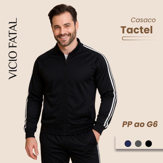 Jaqueta Masculina Poliéster Plus Size Listras Slim Academia