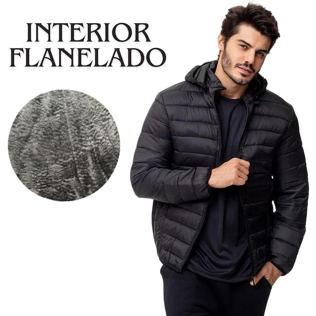 Jaqueta Masculina Puffer Inverno Peluciada Com Capuz Removível