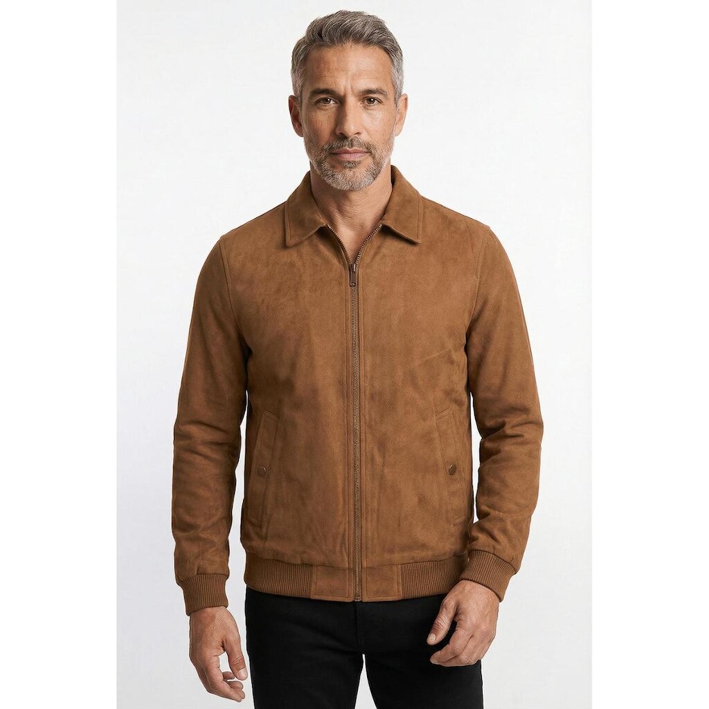 Jaqueta masculina suede com gola 69389