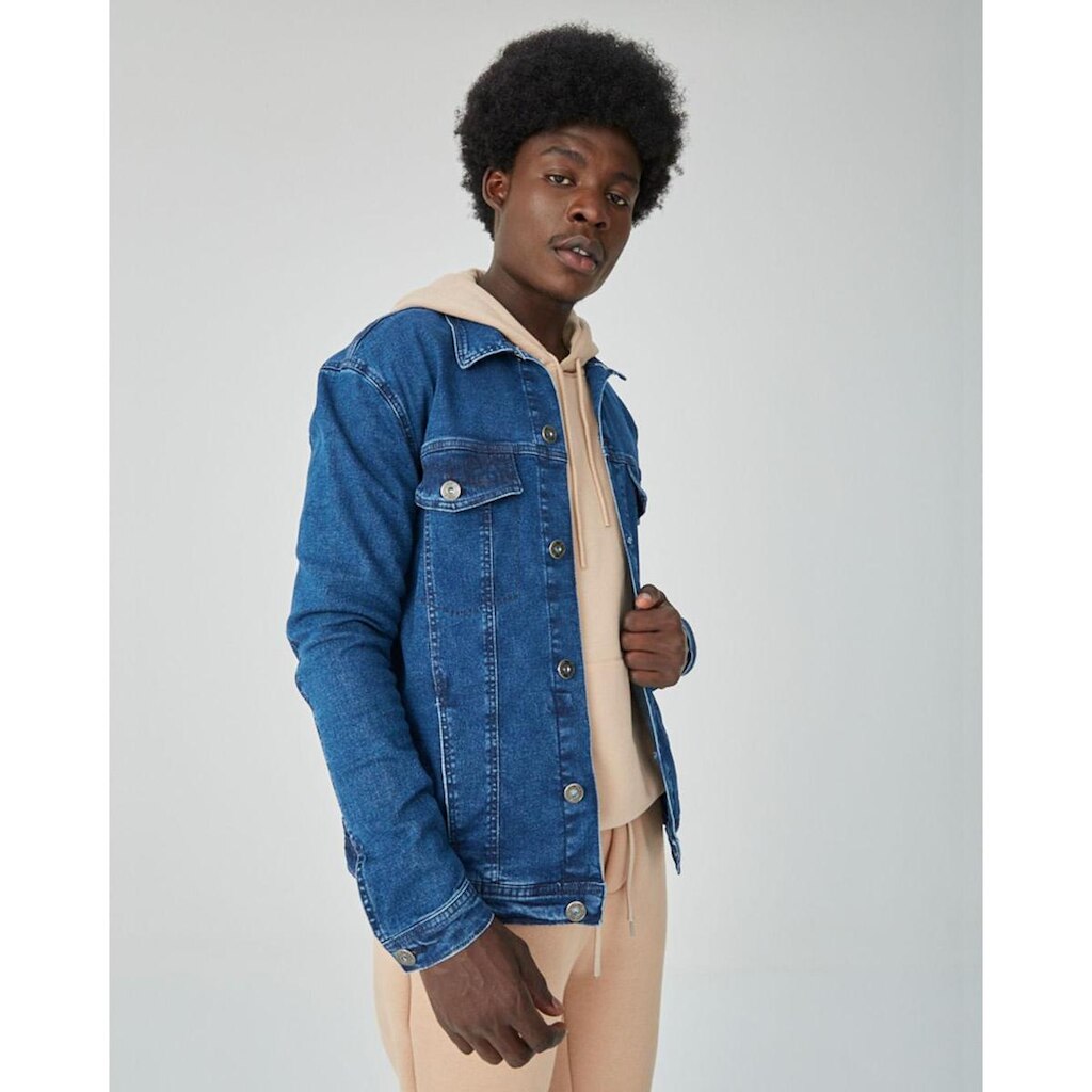 Jaqueta Masculina Tradicional Em Jeans Com Elastano