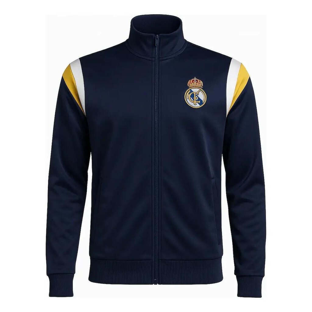 JAQUETA MASCULINA TRILOBAL REAL MADRID MARINHO DOURADO