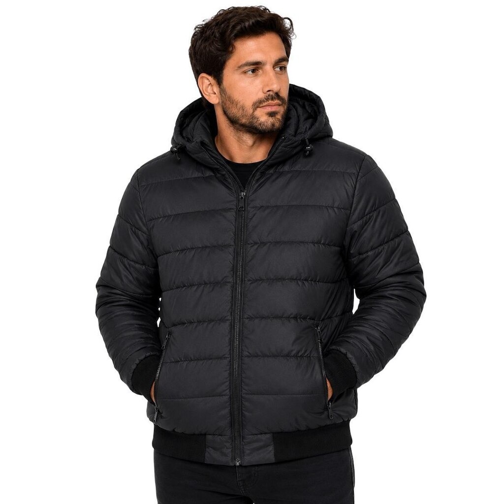 Jaqueta Microfibra Puffer Masculina Dixie com Capuz Preta