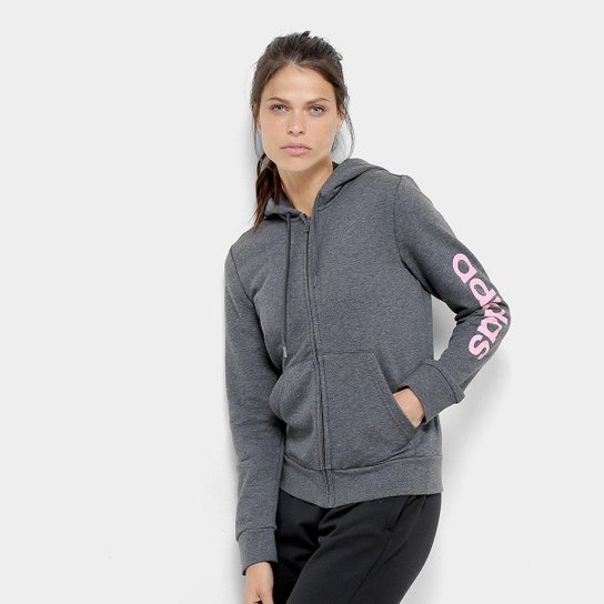 Netshoes Jaqueta Adidas Cinza Jaqueta Moletom Adidas Básico E LIN