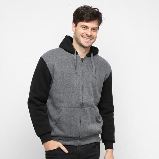 Jaqueta Moletom Athletic Jacket Bicolor com Capuz Masculina - Mescla Escuro é ruim? Jaqueta Moletom Athletic Jacket Bicolor com Capuz Masculina - Mescla Escuro é boa?