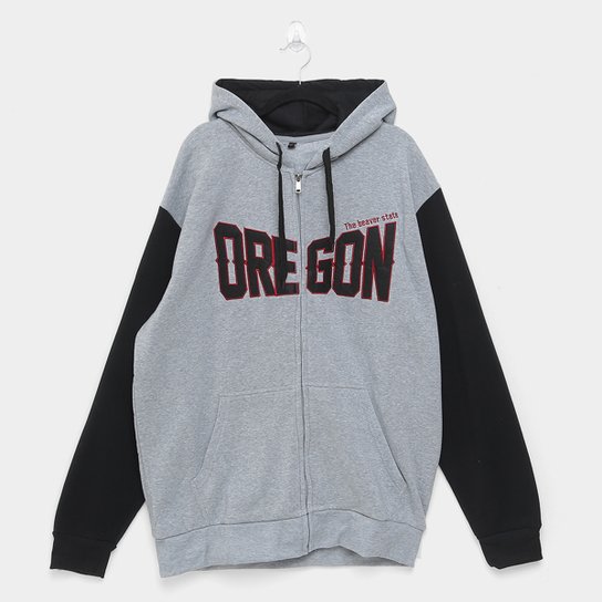 Jaqueta Moletom Athletic Jacket Oregon Plus Size Masculina - Mescla Menor preço em Jaqueta Moletom Athletic Jacket Oregon Plus Size Masculina - Mescla