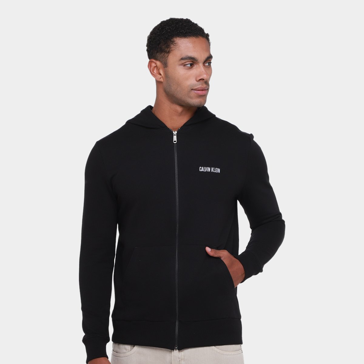 Calvin Klein Jeans Jaqueta Couro Com Capuz Moletom Casaco