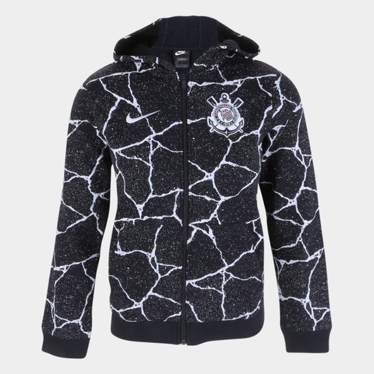 Jaqueta Moletom Corinthians Juvenil Nike Team Pride - Preto+Branco Menor preço em Jaqueta Moletom Corinthians Juvenil Nike Team Pride - Preto+Branco