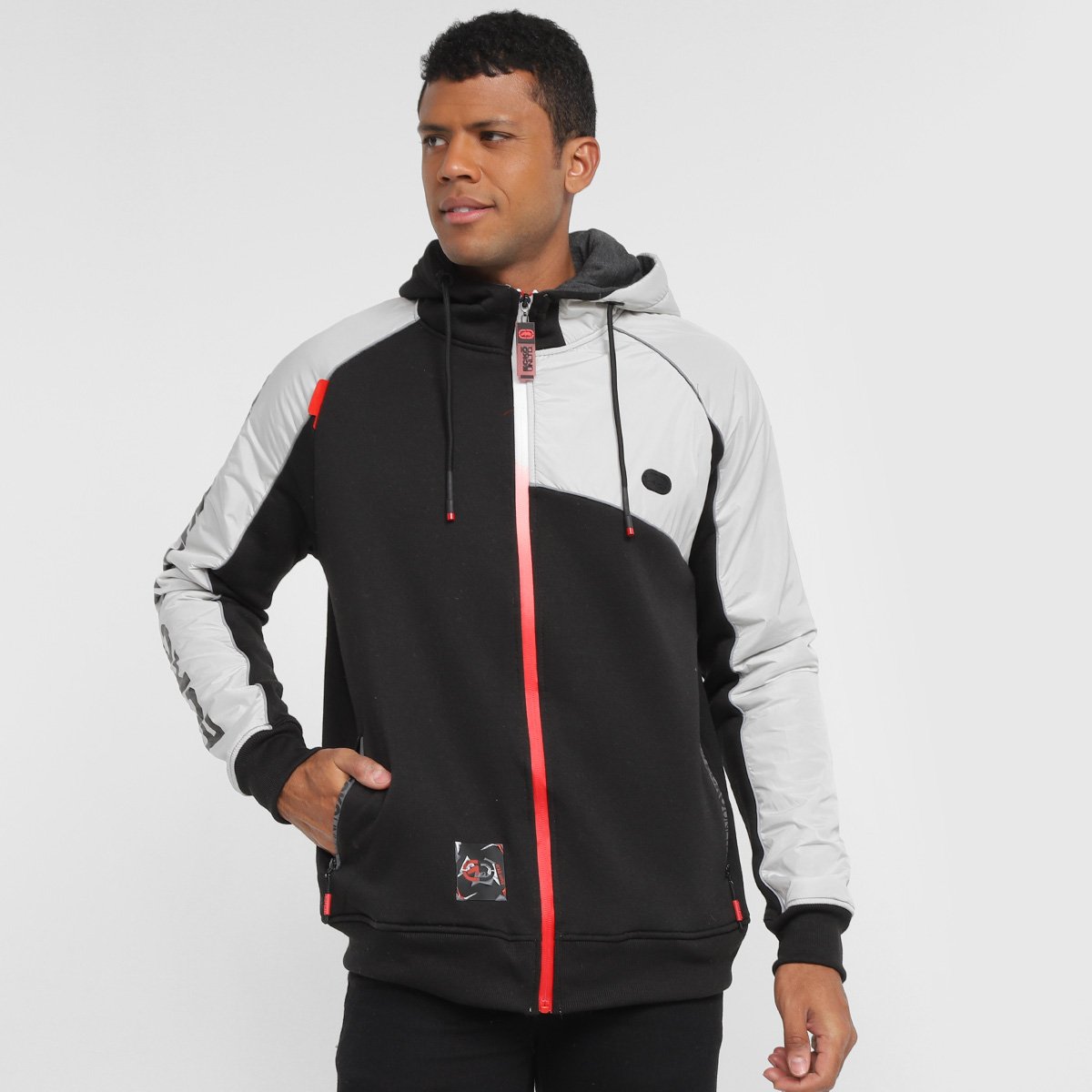Jaqueta Moletom Ecko Recortes Capuz Masculina Menor preço em Jaqueta Moletom Ecko Recortes Capuz Masculina