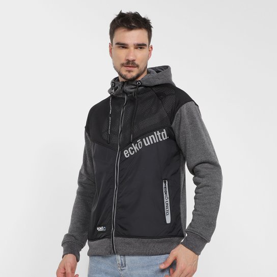 Jaqueta Moletom Ecko Unltd Estampada com Capuz Masculina - Grafite Menor preço em Jaqueta Moletom Ecko Unltd Estampada com Capuz Masculina - Grafite