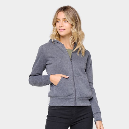 Jaqueta Moletom Facinelli Capuz Feminina - Cinza Menor preço em Jaqueta Moletom Facinelli Capuz Feminina - Cinza