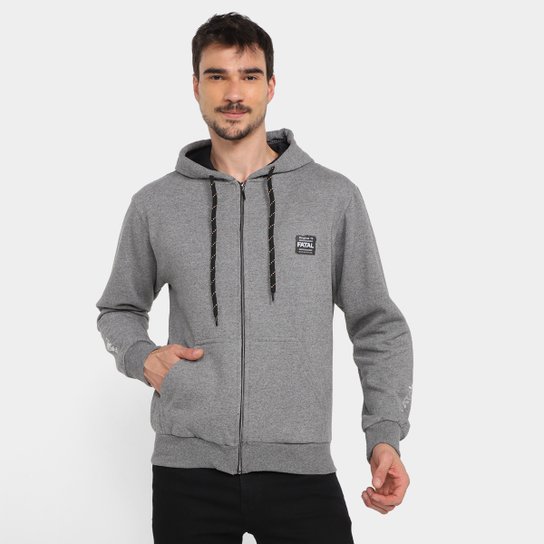 Jaqueta Moletom Fatal Básica Masculina - Grafite Menor preço em Jaqueta Moletom Fatal Básica Masculina - Grafite