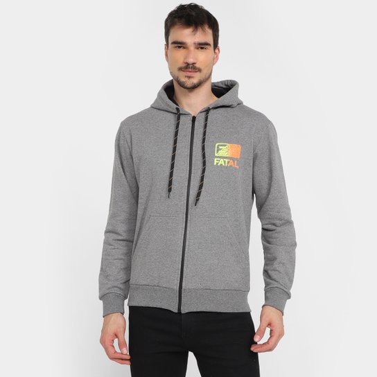 Jaqueta Moletom Fatal Gradiente Masculina - Grafite Menor preço em Jaqueta Moletom Fatal Gradiente Masculina - Grafite
