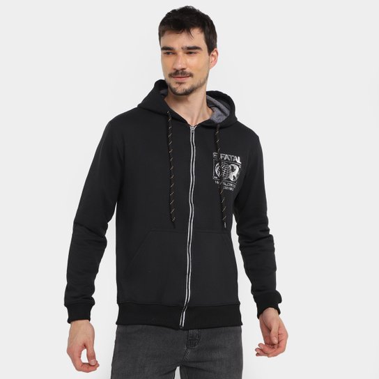 Jaqueta Moletom Fatal World Masculina - Preto Menor preço em Jaqueta Moletom Fatal World Masculina - Preto