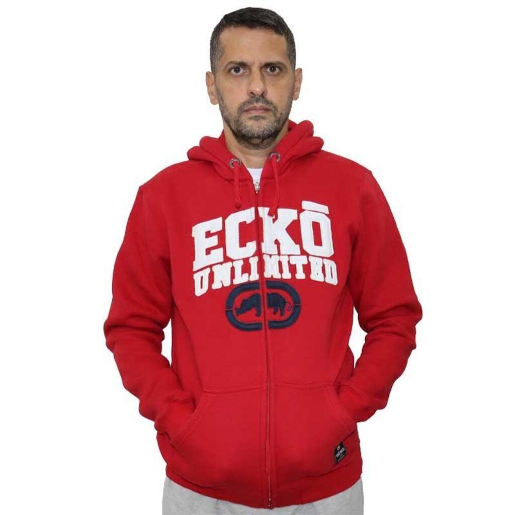 Jaqueta moletom flanelada adulto com capuz Ecko