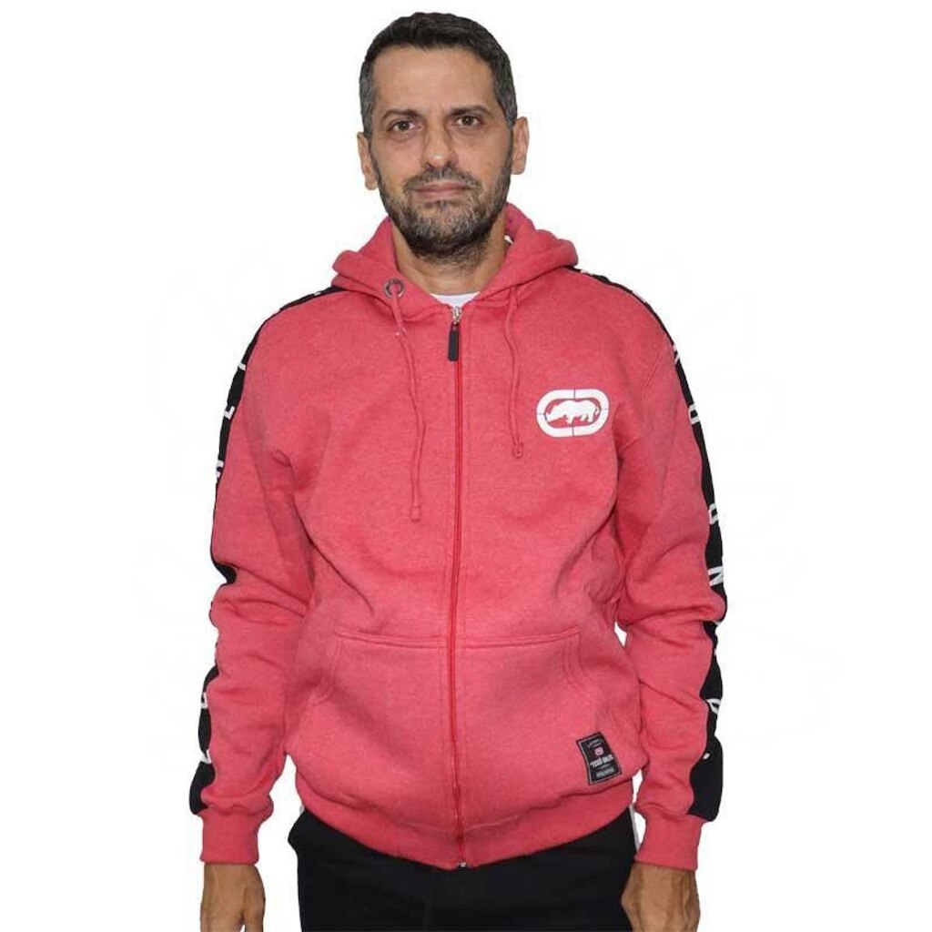 Jaqueta moletom flanelada masculina com capuz Ecko