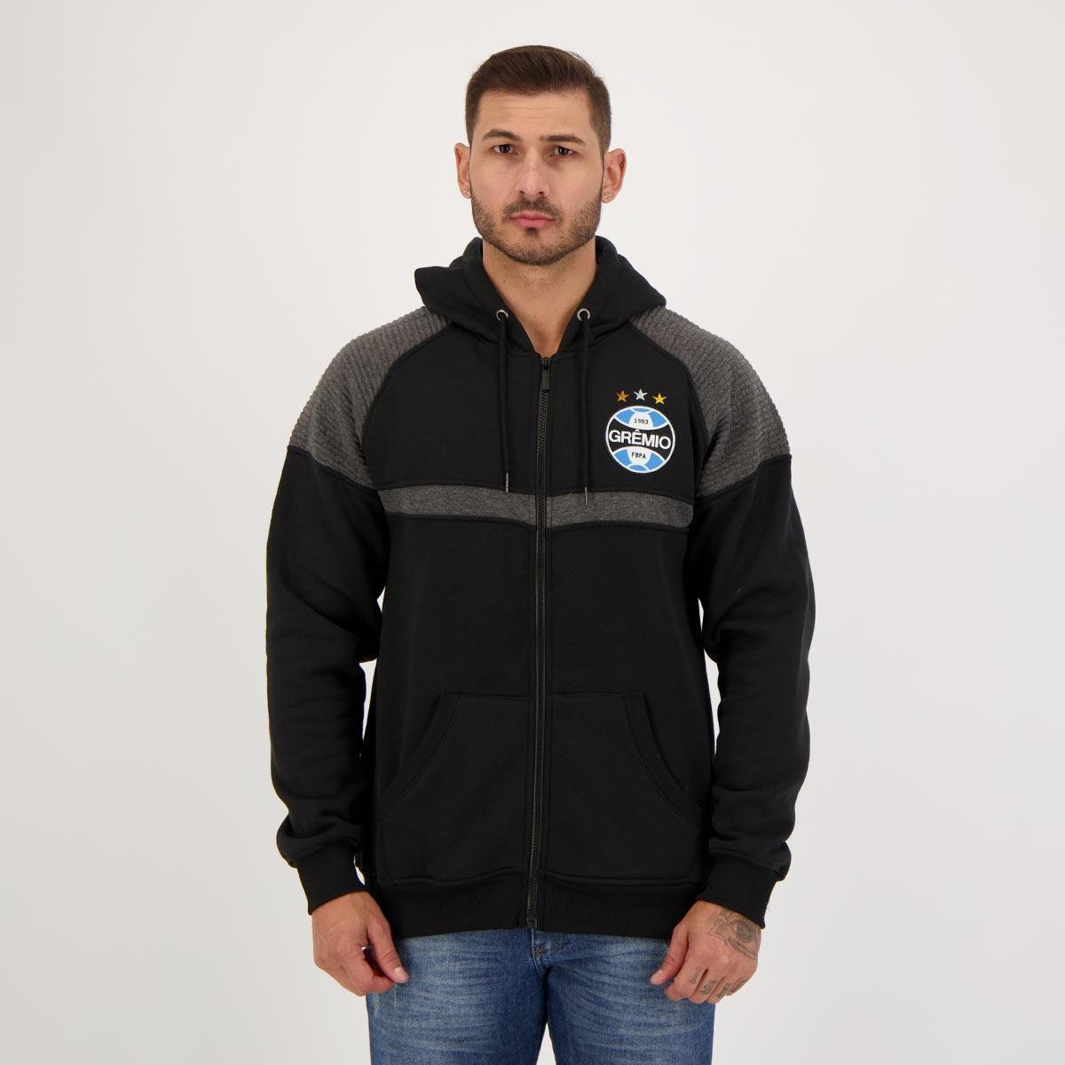 Jaqueta Moletom Grêmio Classic Preta Preto Netshoes