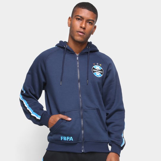 Jaqueta Moletom Grêmio Masculina - Marinho Menor preço em Jaqueta Moletom Grêmio Masculina - Marinho