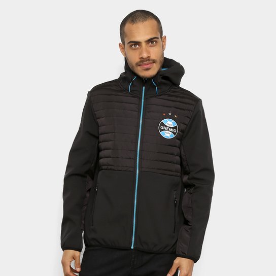 Jaqueta Moletom Grêmio Softshell Capuz Masculina - Preto+Azul Turquesa é ruim? Jaqueta Moletom Grêmio Softshell Capuz Masculina - Preto+Azul Turquesa é boa?