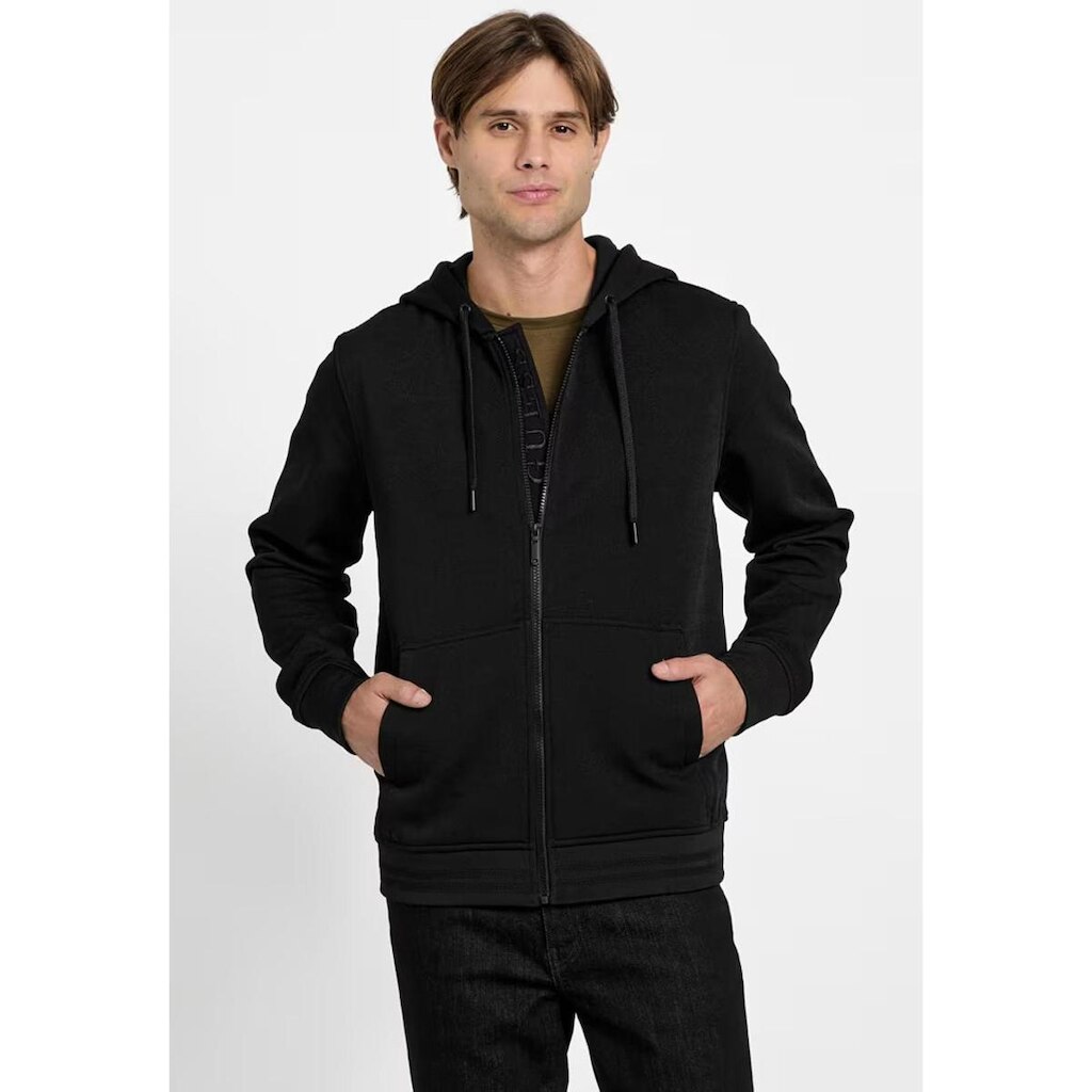 Jaqueta Moletom Guess Ziper Capuz Preto