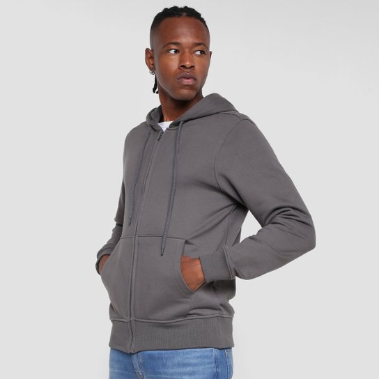 Jaqueta Moletom Hering Lisa Capuz Masculina - Cinza Menor preço em Jaqueta Moletom Hering Lisa Capuz Masculina - Cinza