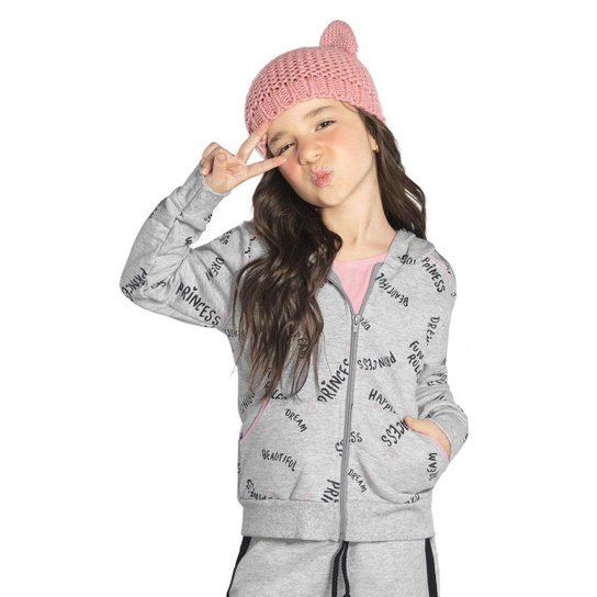 Jaqueta Moletom Infantil Feminina Fun Rules Rovitex - CINZA - 10 - Cinza Menor preço em Jaqueta Moletom Infantil Feminina Fun Rules Rovitex - CINZA - 10 - Cinza