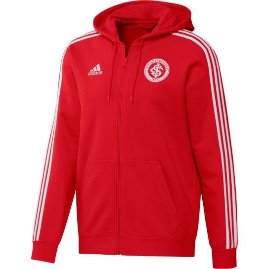 Jaqueta Moletom Internacional Adidas 3-Stripes Track Top Masculina - Vermelho Menor preço em Jaqueta Moletom Internacional Adidas 3-Stripes Track Top Masculina - Vermelho