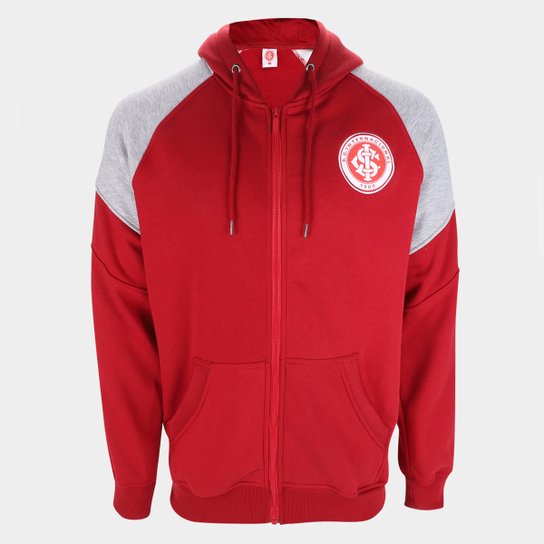 Jaqueta Moletom Internacional Masculina - Vermelho+Chumbo Menor preço em Jaqueta Moletom Internacional Masculina - Vermelho+Chumbo