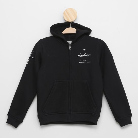 Jaqueta Moletom Juvenil Nicoboco Medhu com Capuz Masculina Preto