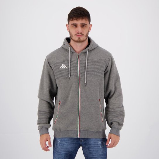 Jaqueta Moletom Kappa Authentic Cinza Mescla - Cinza Menor preço em Jaqueta Moletom Kappa Authentic Cinza Mescla - Cinza