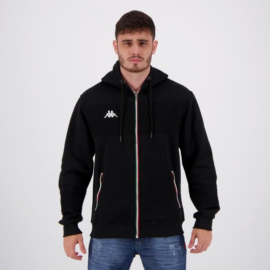 Jaqueta Moletom Kappa Authentic Preta - Preto Menor preço em Jaqueta Moletom Kappa Authentic Preta - Preto