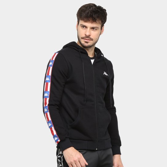 Kappa Jaqueta Moletom Preta Masculina Jaqueta Moletom Kappa Banda