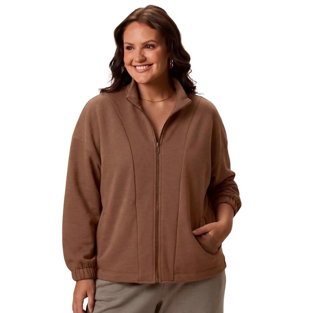 JAQUETA MOLETOM PLUS SIZE MALWEE FEMININO REF: MAL1000134558