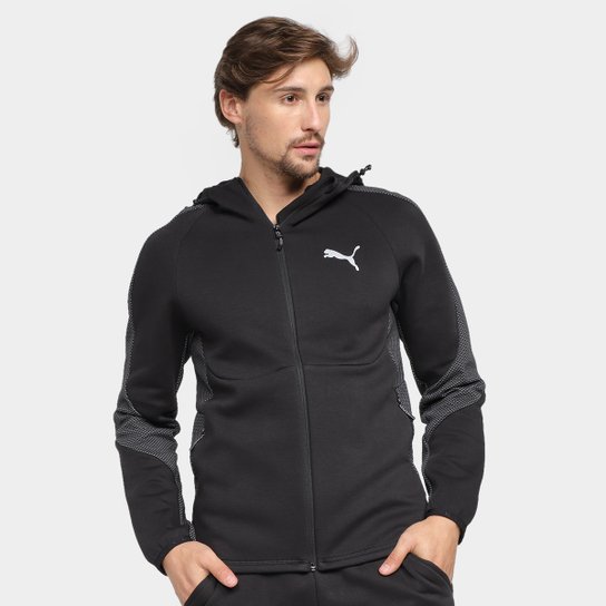 Jaqueta Moletom Puma Evostripe Capuz Masculina - Preto Menor preço em Jaqueta Moletom Puma Evostripe Capuz Masculina - Preto