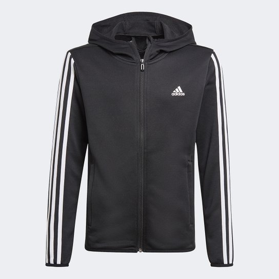 Jaqueta Moletom Slim Infantil Adidas com Capuz Designed 2 Move Menino - Preto+Branco Menor preço em Jaqueta Moletom Slim Infantil Adidas com Capuz Designed 2 Move Menino - Preto+Branco
