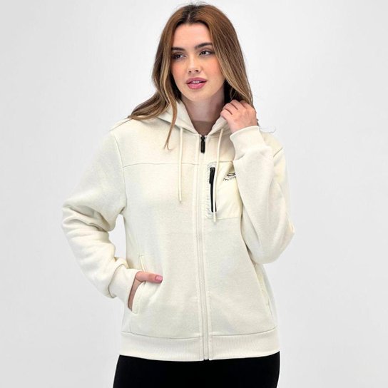 Jaqueta Mormaii Moletom Capuz Feminina Off White Netshoes