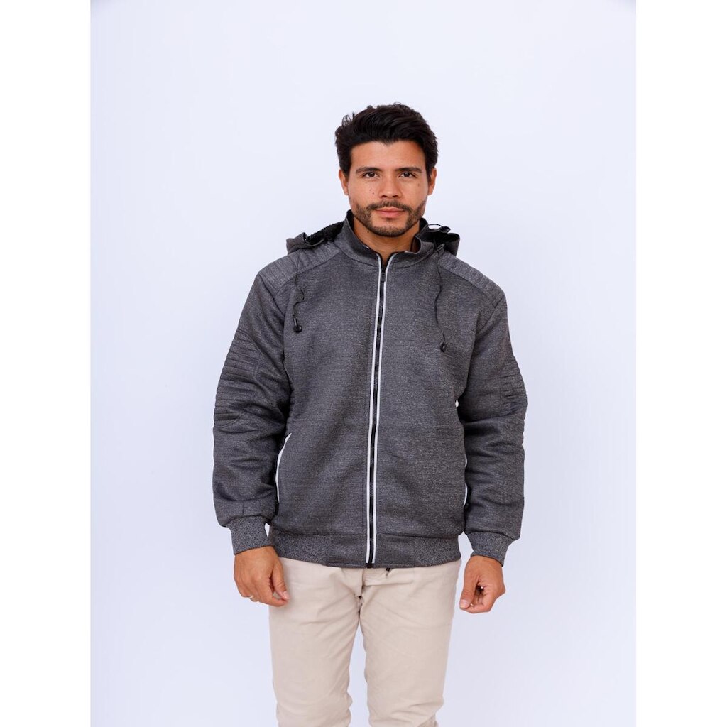 Jaqueta Neoprene Masculina Forrada com Capuz Chumbo