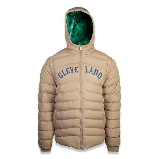 Jaqueta New Era Puffer Cleveland Indians MLB - Vira Colete - Marrom Menor preço em Jaqueta New Era Puffer Cleveland Indians MLB - Vira Colete - Marrom