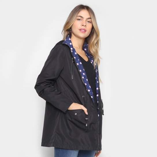 Jaqueta Nylon Parka SeV Dupla Face Poá Feminina - Preto Menor preço em Jaqueta Nylon Parka SeV Dupla Face Poá Feminina - Preto