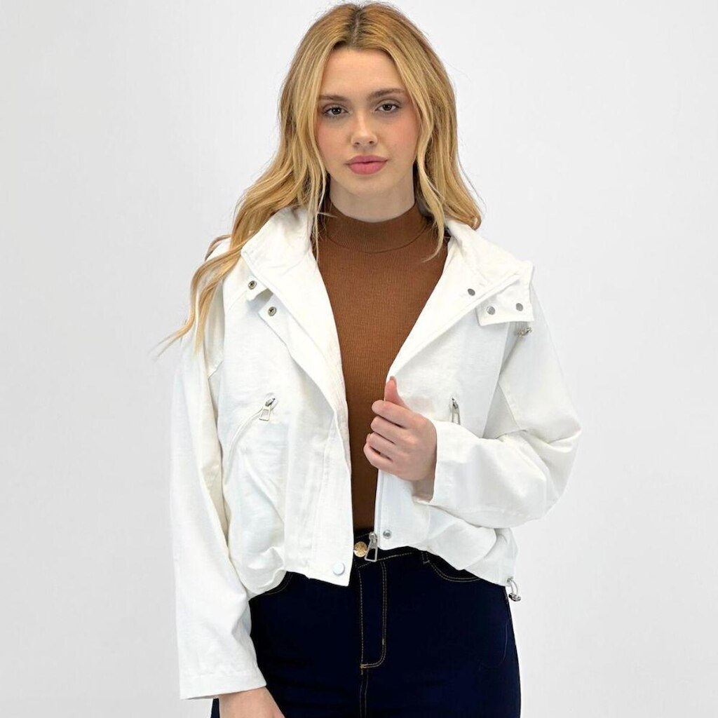 Jaqueta Pacific Blue Bomber Oversized em Tecido Feminina