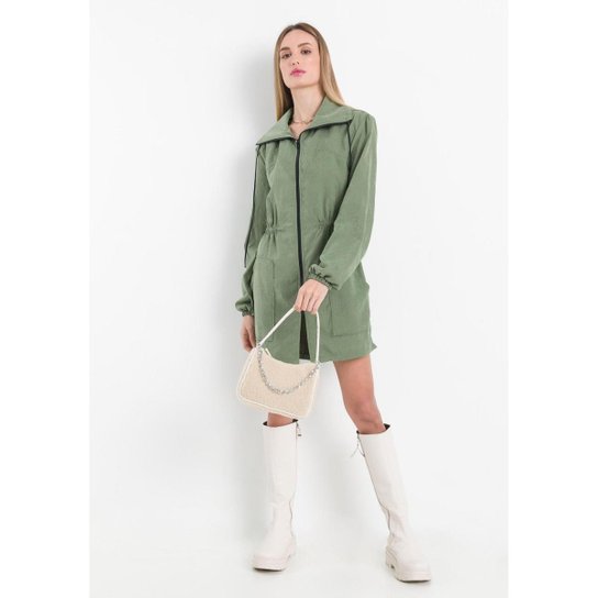JAQUETA PARKA ALONGADA VERDE REF: 502JA000463 08645 MY FAVORITE - Verde Menor preço em JAQUETA PARKA ALONGADA VERDE REF: 502JA000463 08645 MY FAVORITE - Verde