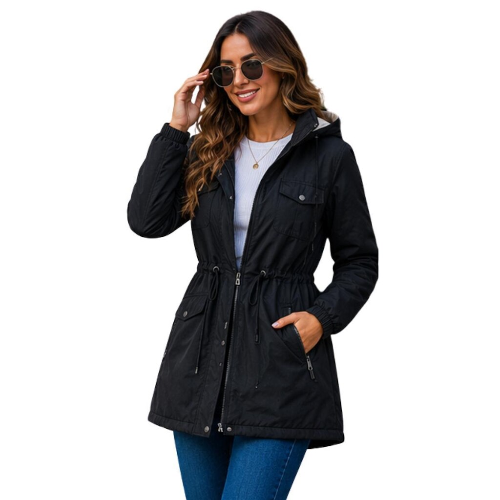 Jaqueta Parka Feminina Dupla Face Com Capuz Inverno